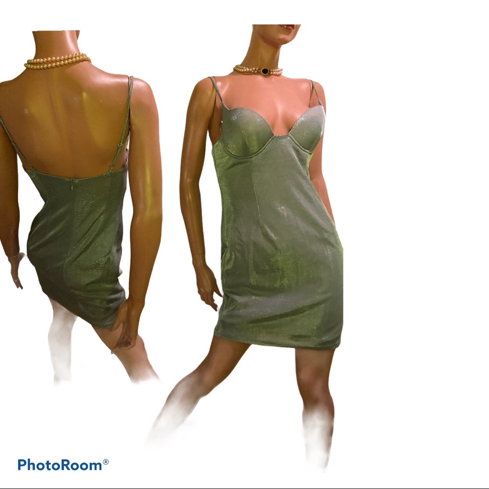 Superdown green sparkly poly New With Tags  Medium dress adjustable straps